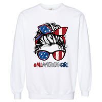 All American Girl 4th Of July Usa Flag Patriotic Girl Garment-Dyed Sweatshirt