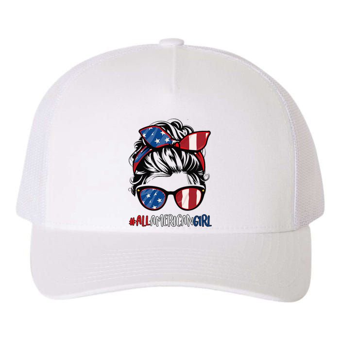 All American Girl 4th Of July Usa Flag Patriotic Girl Yupoong Adult 5-Panel Trucker Hat