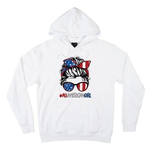 All American Girl 4th Of July Usa Flag Patriotic Girl Hoodie