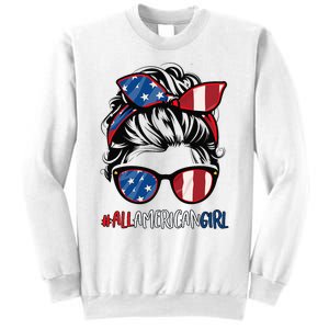 All American Girl 4th Of July Usa Flag Patriotic Girl Sweatshirt