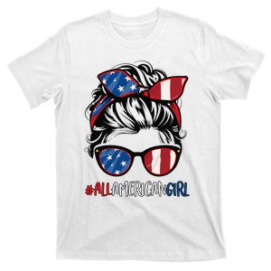 All American Girl 4th Of July Usa Flag Patriotic Girl T-Shirt