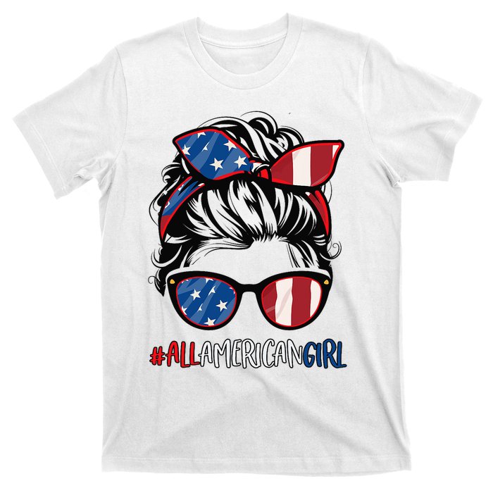 All American Girl 4th Of July Usa Flag Patriotic Girl T-Shirt