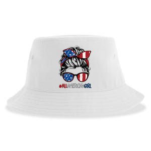 All American Girl 4th Of July Usa Flag Patriotic Girl Sustainable Bucket Hat