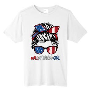 All American Girl 4th Of July Usa Flag Patriotic Girl Tall Fusion ChromaSoft Performance T-Shirt