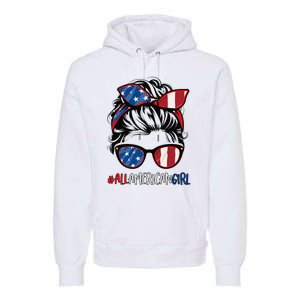 All American Girl 4th Of July Usa Flag Patriotic Girl Premium Hoodie