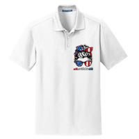 All American Girl 4th Of July Usa Flag Patriotic Girl Dry Zone Grid Polo