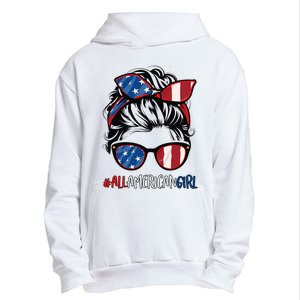 All American Girl 4th Of July Usa Flag Patriotic Girl Urban Pullover Hoodie