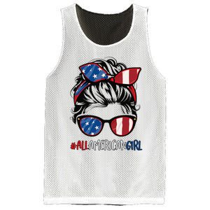 All American Girl 4th Of July Usa Flag Patriotic Girl Mesh Reversible Basketball Jersey Tank