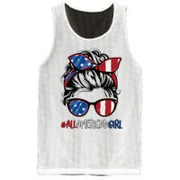 All American Girl 4th Of July Usa Flag Patriotic Girl Mesh Reversible Basketball Jersey Tank