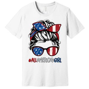 All American Girl 4th Of July Usa Flag Patriotic Girl Premium T-Shirt