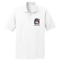 All American Girl 4th Of July Usa Flag Patriotic Girl PosiCharge RacerMesh Polo