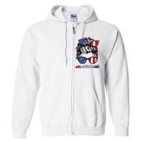 All American Girl 4th Of July Usa Flag Patriotic Girl Full Zip Hoodie