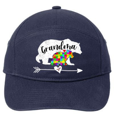 Autism Awareness Grandma Bear Support Autistic Adults Wo 7-Panel Snapback Hat