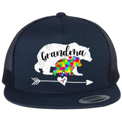 Autism Awareness Grandma Bear Support Autistic Adults Wo Flat Bill Trucker Hat