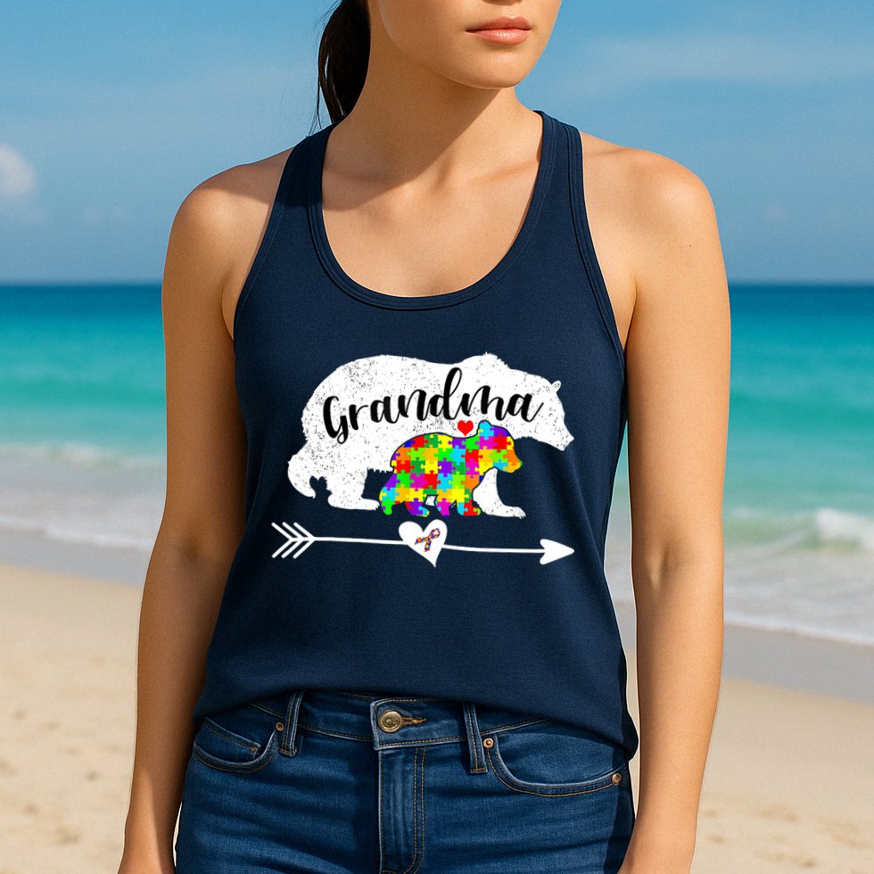 Autism Awareness Grandma Bear Support Autistic Adults Wo Womens Tank Top