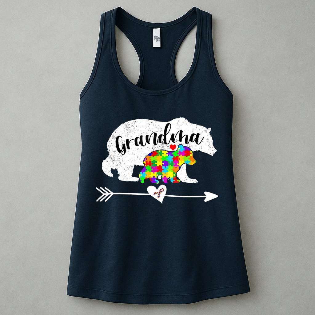 Autism Awareness Grandma Bear Support Autistic Adults Wo Womens Tank Top