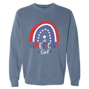 All American Girl July 4th America Flag Rainbow Garment-Dyed Sweatshirt