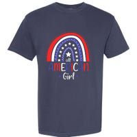 All American Girl July 4th America Flag Rainbow Garment-Dyed Heavyweight T-Shirt