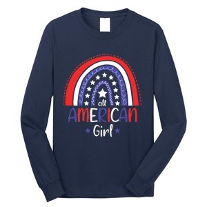 All American Girl July 4th America Flag Rainbow Long Sleeve Shirt