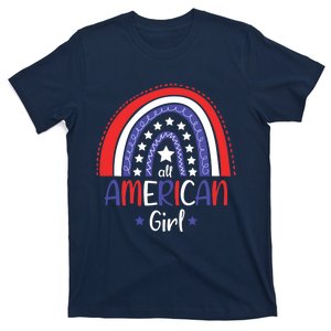 All American Girl July 4th America Flag Rainbow T-Shirt