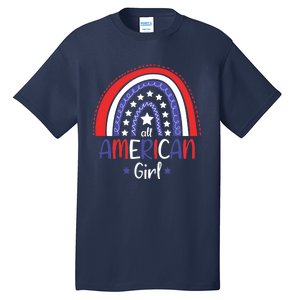 All American Girl July 4th America Flag Rainbow Tall T-Shirt