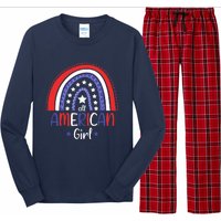 All American Girl July 4th America Flag Rainbow Long Sleeve Pajama Set