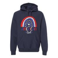 All American Girl July 4th America Flag Rainbow Premium Hoodie