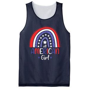 All American Girl July 4th America Flag Rainbow Mesh Reversible Basketball Jersey Tank