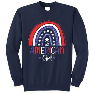 All American Girl July 4th America Flag Rainbow Tall Sweatshirt