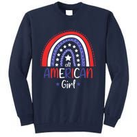 All American Girl July 4th America Flag Rainbow Tall Sweatshirt