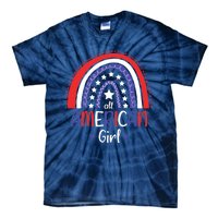 All American Girl July 4th America Flag Rainbow Tie-Dye T-Shirt