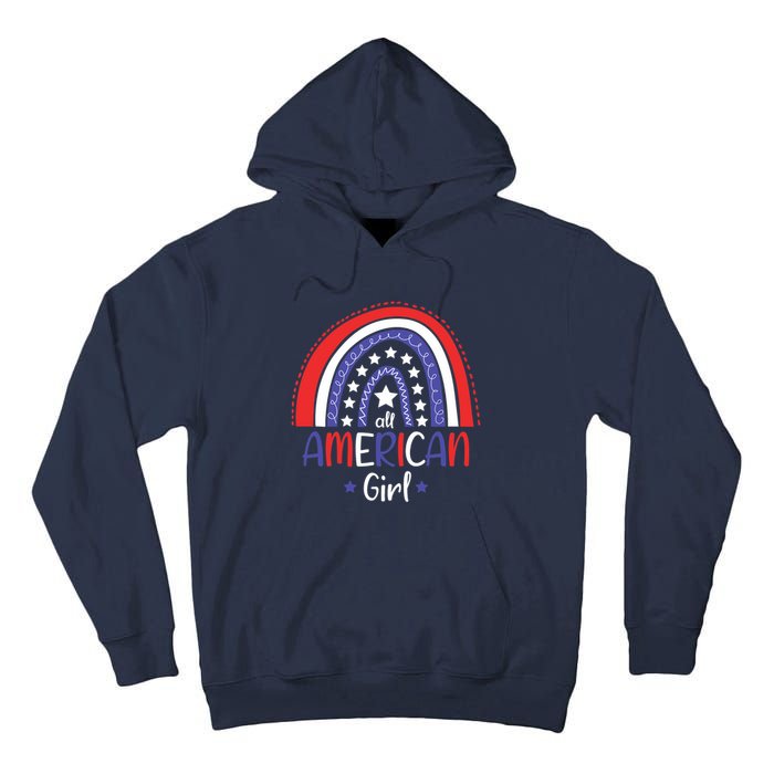 All American Girl July 4th America Flag Rainbow Tall Hoodie