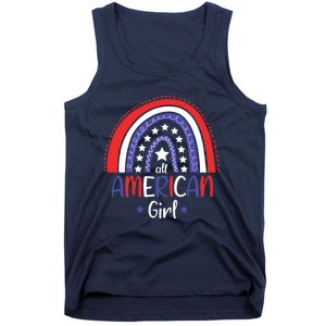 All American Girl July 4th America Flag Rainbow Tank Top