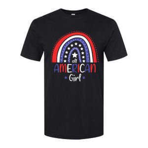 All American Girl July 4th America Flag Rainbow Softstyle CVC T-Shirt