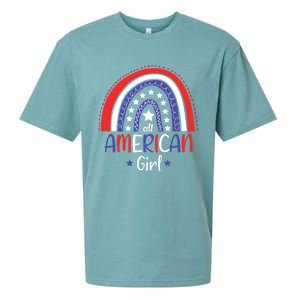 All American Girl July 4th America Flag Rainbow Sueded Cloud Jersey T-Shirt