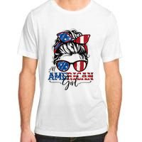 All American Girl 4th Of July Women Messy Bun Usa Flag Adult ChromaSoft Performance T-Shirt