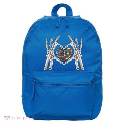 Autism Awareness Gothic Skull Hand Autism Puzzle Piece Heart Gift 16 in Basic Backpack