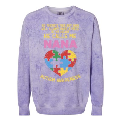 Autism Awareness Gift Piece My Heart Nana Gift Great Gift Colorblast Crewneck Sweatshirt