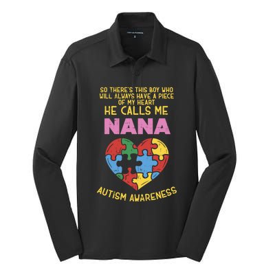 Autism Awareness Gift Piece My Heart Nana Gift Great Gift Silk Touch Performance Long Sleeve Polo