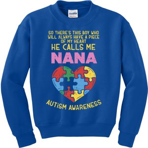 Autism Awareness Gift Piece My Heart Nana Gift Great Gift Kids Sweatshirt