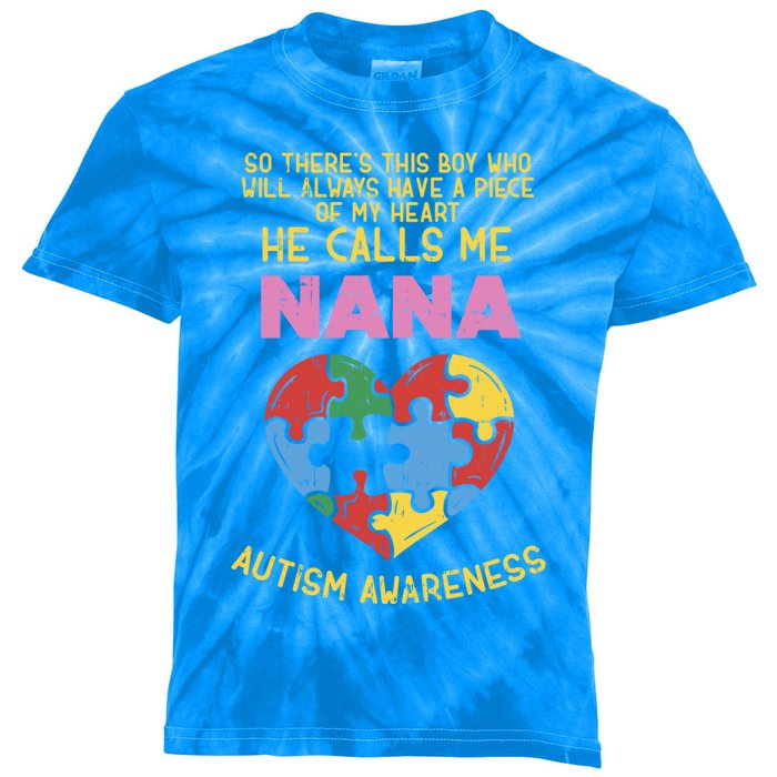 Autism Awareness Gift Piece My Heart Nana Gift Great Gift Kids Tie-Dye T-Shirt