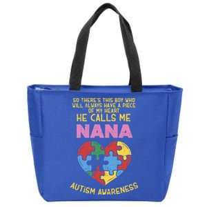 Autism Awareness Gift Piece My Heart Nana Gift Great Gift Zip Tote Bag