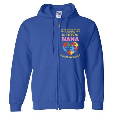 Autism Awareness Gift Piece My Heart Nana Gift Great Gift Full Zip Hoodie