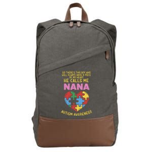 Autism Awareness Gift Piece My Heart Nana Gift Great Gift Cotton Canvas Backpack