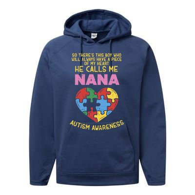 Autism Awareness Gift Piece My Heart Nana Gift Great Gift Performance Fleece Hoodie