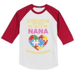 Autism Awareness Gift Piece My Heart Nana Gift Great Gift Kids Colorblock Raglan Jersey