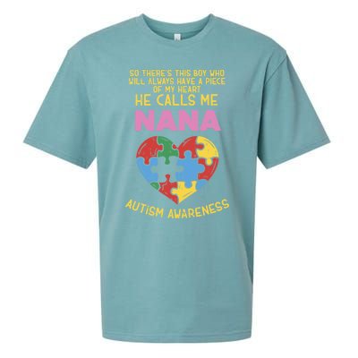 Autism Awareness Gift Piece My Heart Nana Gift Great Gift Sueded Cloud Jersey T-Shirt