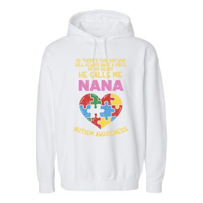 Autism Awareness Gift Piece My Heart Nana Gift Great Gift Garment-Dyed Fleece Hoodie