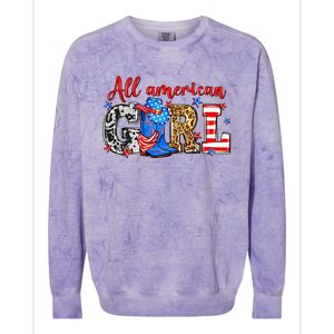 All American Girl Howdy 4th Of July Independence Day Cowboy Cowgirl Western Colorblast Crewneck Sweatshirt