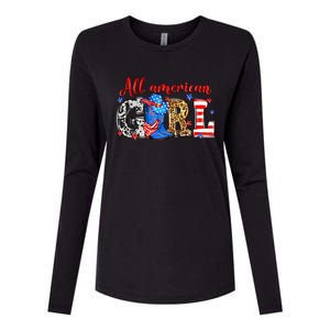 All American Girl Howdy 4th Of July Independence Day Cowboy Cowgirl Western Womens Cotton Relaxed Long Sleeve T-Shirt